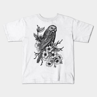 Finch on cherry branch Kids T-Shirt